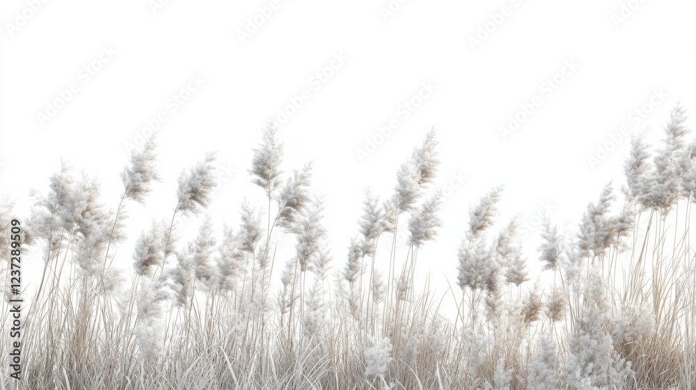 Fototapeta premium Autumn reed grass swaying in the wind under a bright, clear sky