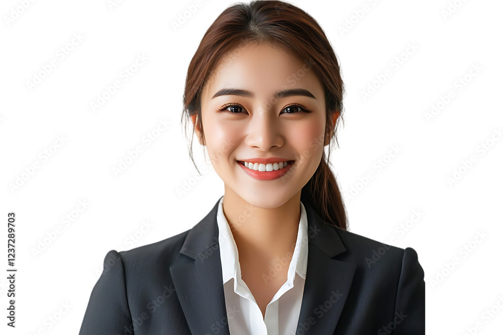 Asian businesswoman in a suit, smiling nicely, isolated on white background Asian businesswoman in a suit, smiling nicely, isolated on white background