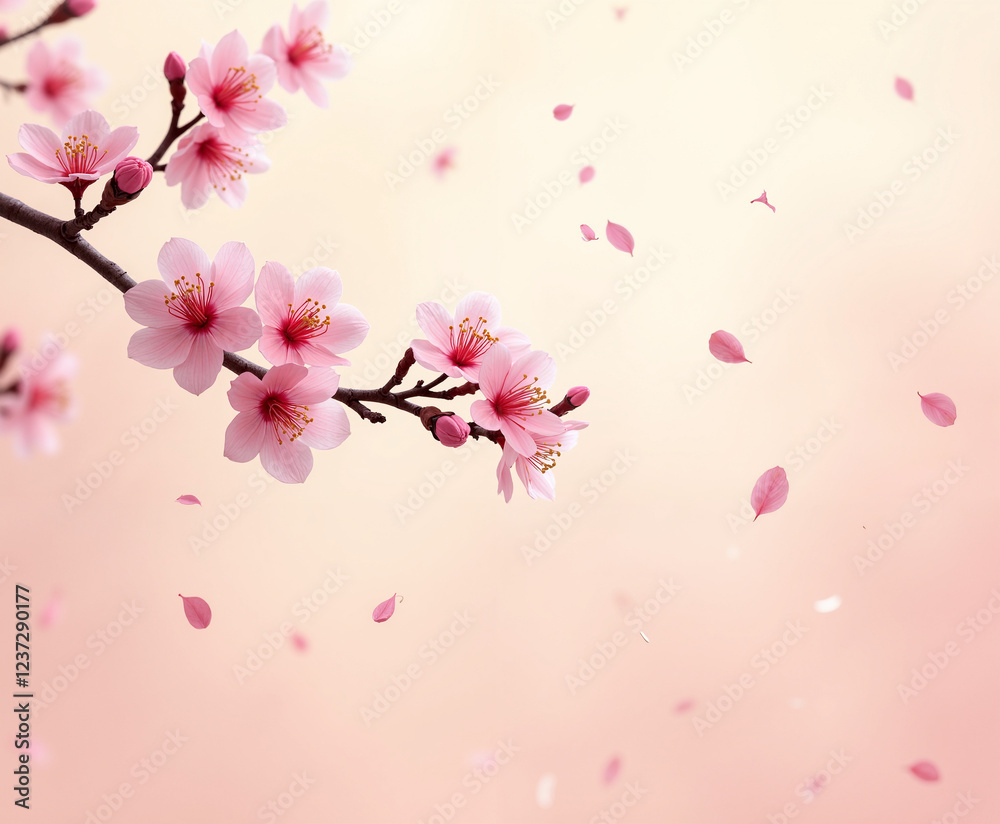 Fototapeta premium Cherry blossom blooming in spring japan nature photography tranquil environment close-up view aesthetic beauty