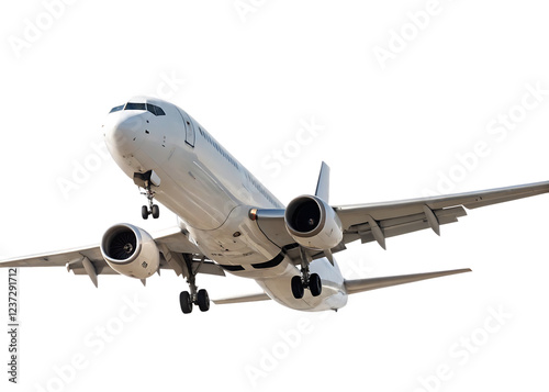Commercial Passenger Airplane in Flight isolated on white background as transparent. PNG.AI GENERATED