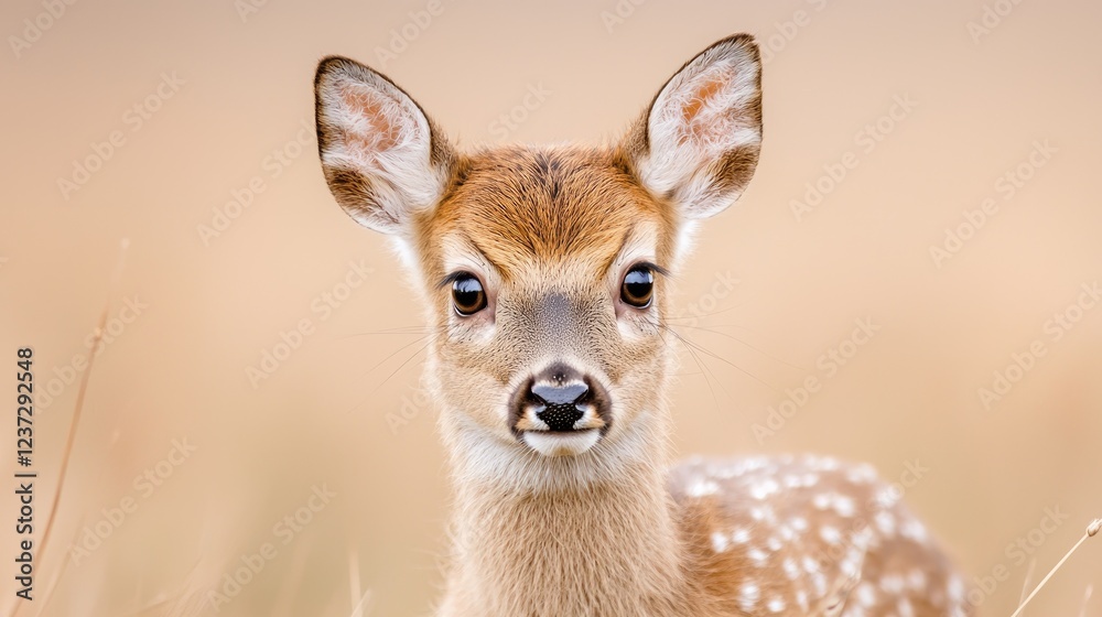 White-tailed fawn, field, autumn, close-up, nature White-tailed fawn, field, autumn, close-up, nature