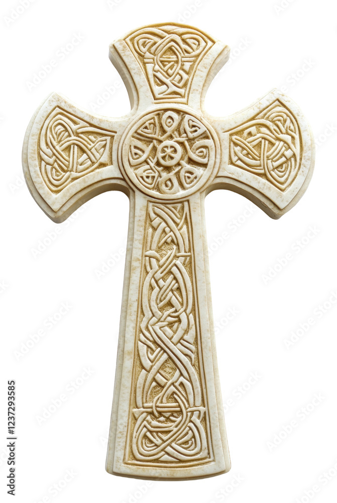 Celtic cross with intricate knot designs isolated on transparent background Celtic cross with intricate knot designs isolated on transparent background