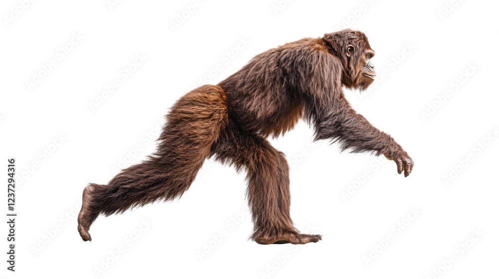 Bornean orangutan running with transparent background Bornean orangutan running with transparent background