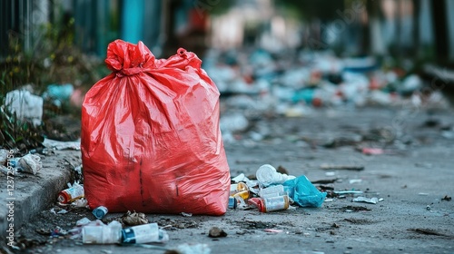 Nfectious waste must be disposed of in the trash bag and red, waste infections in hospitals, shows a lot of medical waste.infectious wastes in red bag. - photo