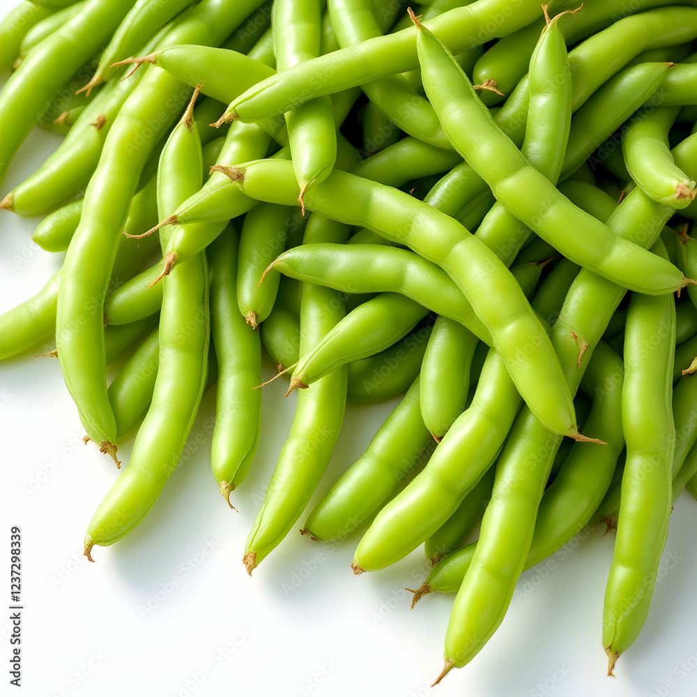 Freshly Harvested Green Beans Piled Together in A Bountiful Display on Isolated Background Freshly Harvested Green Beans Piled Together in A Bountiful Display on Isolated Background
