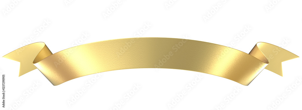 Golden Curving Ribbon Banner with Copy Space - 3D Render Golden Curving Ribbon Banner with Copy Space - 3D Render