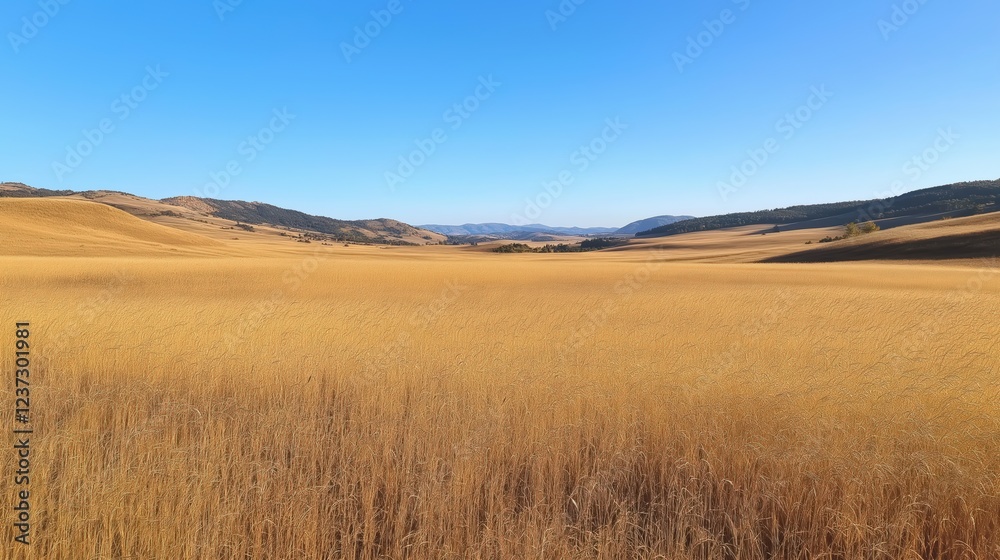Golden Wildflower Field Under Clear Blue Sky Golden Wildflower Field Under Clear Blue Sky