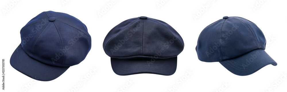 Collection of Stylish Dark Caps Displayed Isolated on transparent background Collection of Stylish Dark Caps Displayed Isolated on transparent background