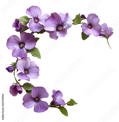 Delicate purple flower arrangement isolated on transparent background