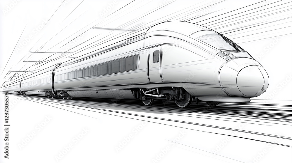 Fototapeta premium Concept Sketch of a Futuristic High-Speed Train