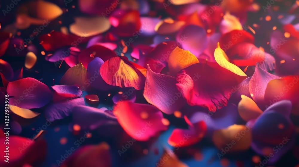Vibrant rose petals scattered close-up Vibrant rose petals scattered close-up