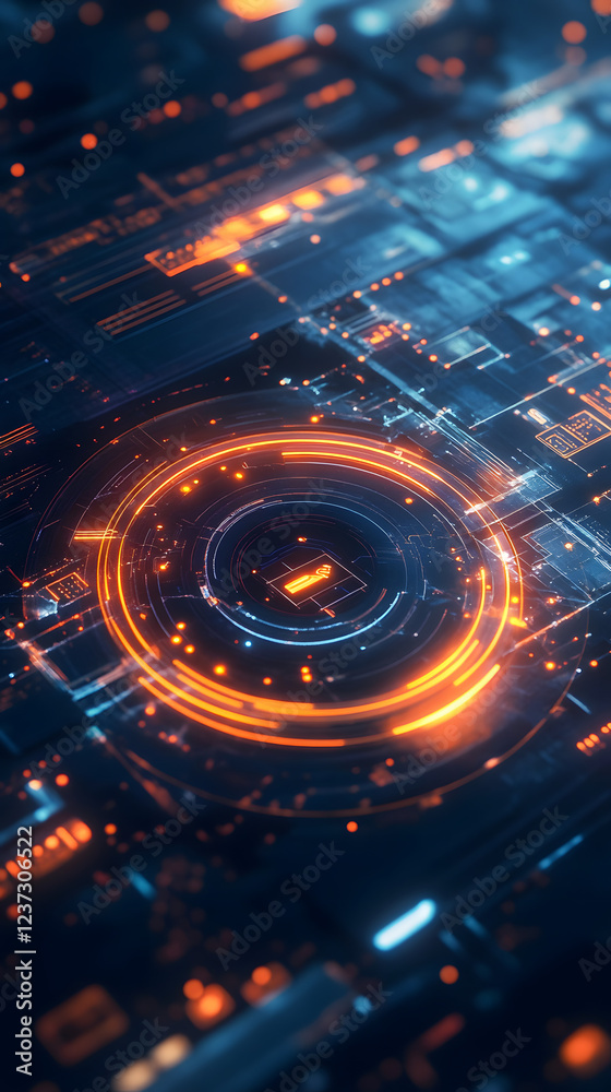 Futuristic abstract AI interfaces with dynamic glowing overlays. Futuristic abstract AI interfaces with dynamic glowing overlays.