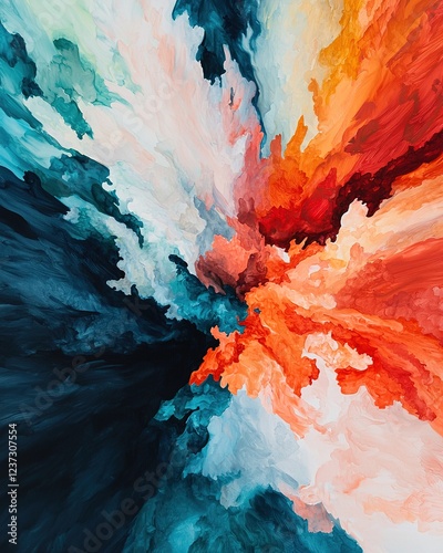 Wallpaper Mural A vibrant abstract artwork featuring swirling colors of blue, red, and white, creating a dynamic and energetic visual explosion. Torontodigital.ca
