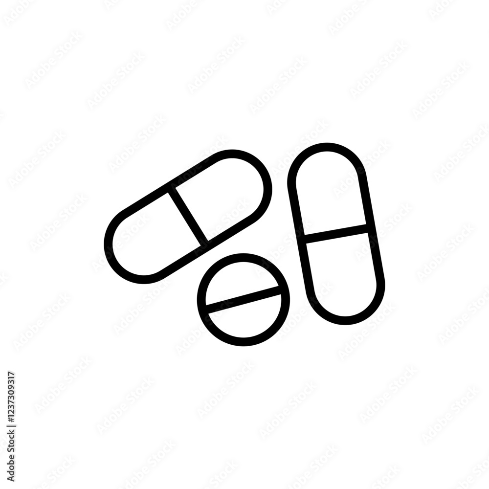 Pills icon vector. capsule icon. Drug sign and symbol Pills icon vector. capsule icon. Drug sign and symbol