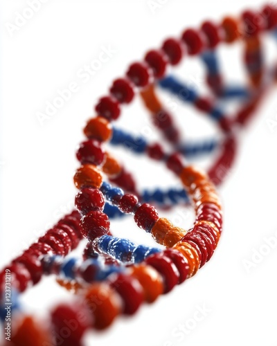Close-up view of a DNA double helix model showcasing intricate details of genetic structure.