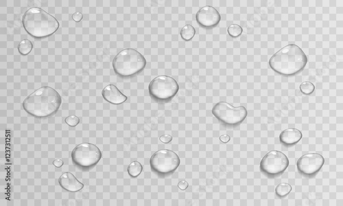 水滴_円形_鍋_雨_水分_液体画像_新鮮な水滴（背景透明png/合成素材）