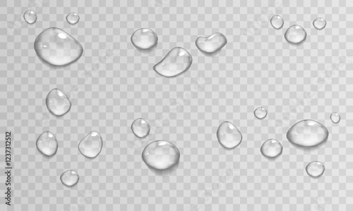 水滴_円形_鍋_雨_水分_液体画像_新鮮な水滴（背景透明png/合成素材）
