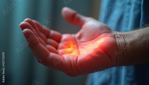 Symptoms of Peripheral Neuropathy in Elderly Patient’s Hand Showing Pain and Weaknes photo