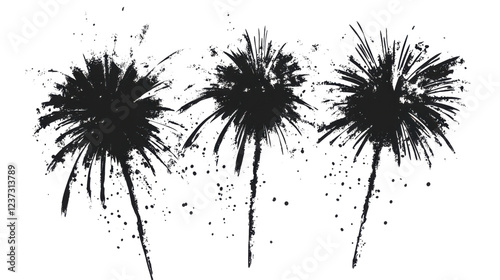 Fireworks exploding in the night sky with transparent background