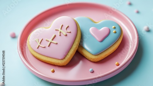 Heart-shaped cookies for Valentine's Day