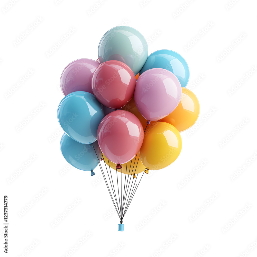 Fluffy 3D Cartoon Carnival with Colorful Balloons Isolated on Transparent Background Fluffy 3D Cartoon Carnival with Colorful Balloons Isolated on Transparent Background