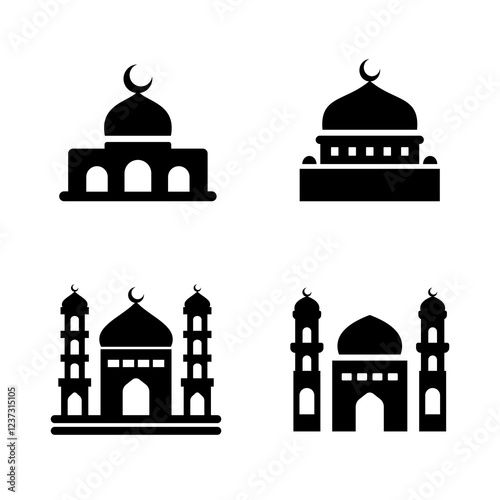 The mosque element package with a minimalist style is very suitable for Islamic theme design elements
