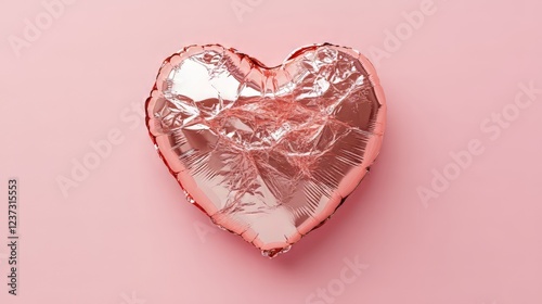 Rose gold heart balloon on pink