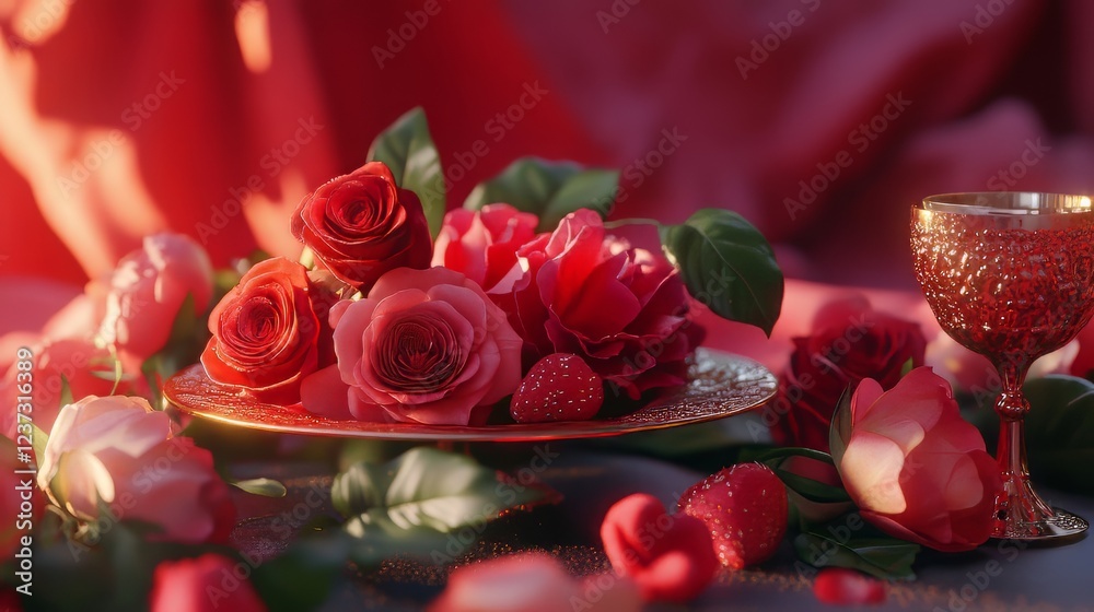 Fototapeta premium Romantic red roses in soft light