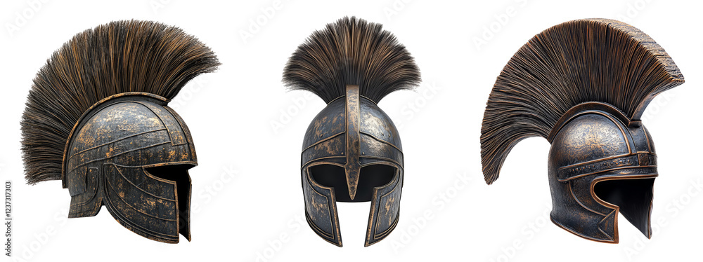 Fototapeta premium Ancient Warrior Helmet Collection on Transparent Background