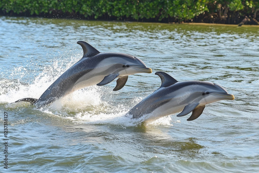 Obraz premium Family of Spinner Dolphins in the Wild.
