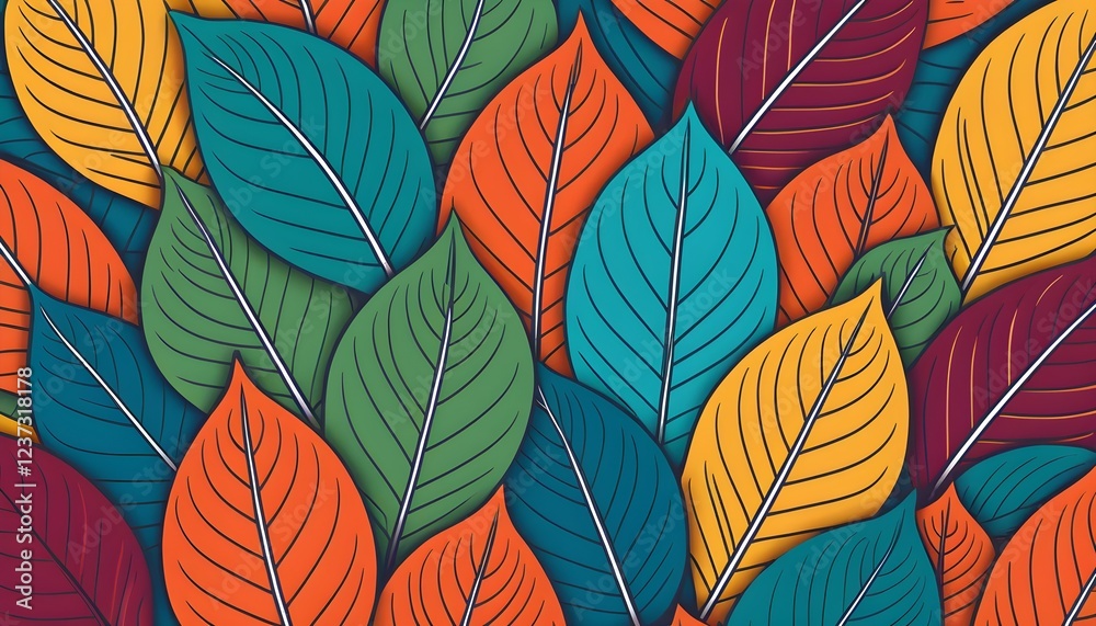 Naklejka premium Vibrant Leaves Pattern for Creative Projects