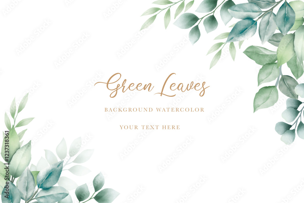 beautiful green leaves background watercolor 