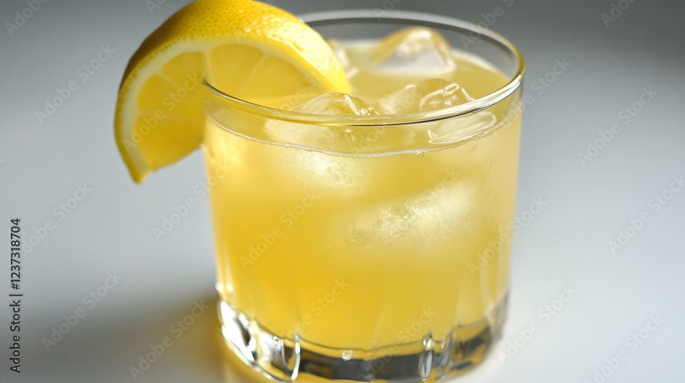 Fototapeta premium Ginger honey lemon drink served chilled for a refreshing experience.
