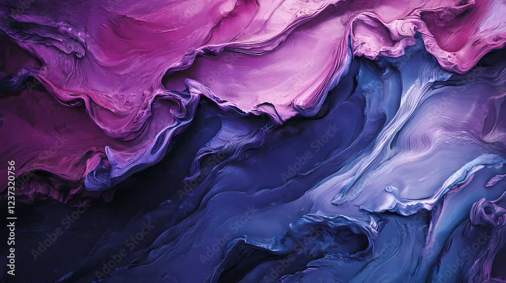 Obraz premium Textured purple and blue abstract painting with thick impasto layers. Textured Impasto. Illustration