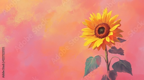 Bright sunflower against a colorful background.