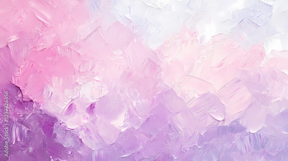 Fototapeta premium An abstract textured background created with a palette knife, impasto oil painting, thick layers of paint, pink, lavender and purple hues. Textured Impasto. Illustration