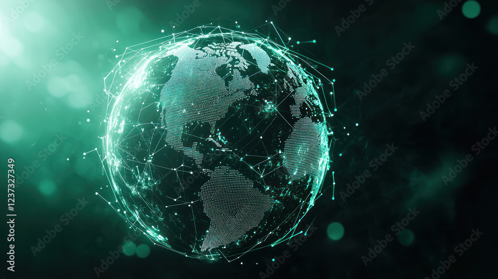 Obraz premium A Stylized globe with green energy sources representing global investment strategies