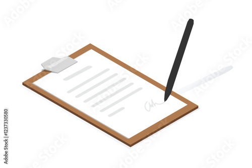 Policy document, contract paper flat design illustration. Business policy document concept vector illustration. Insurance policy. Company clipboard and folder document list regulations concept.