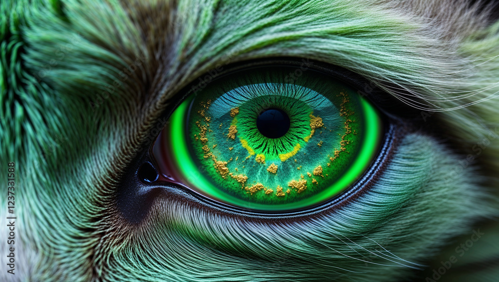 Obraz premium Mystical Green Cat Eye Digital Art Print