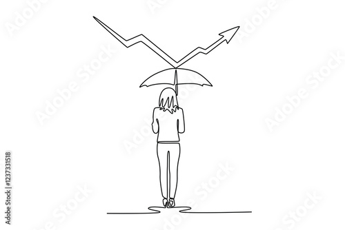 Risk management Concept. Single line draw design vector graphic illustration.