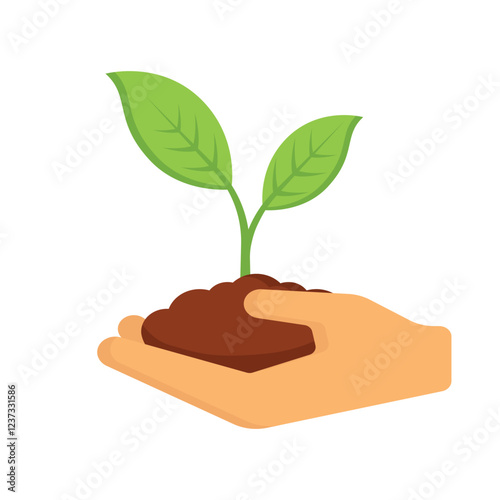 Hand holding tree shoot, World Movement to Plant a Million Trees. Vector welcome movement of one million trees day January 10. Vector illustration. Tree vector. Planting movement. Save the Earth.