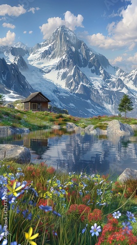 Tranquil Lake Reflecting the Surrounding Forest. AI generated illustration