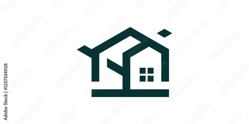 logo design combination of house and tree, symbol for green house, nature, building, icon, idea, creative. logo design combination of house and tree, symbol for green house, nature, building, icon, idea, creative.