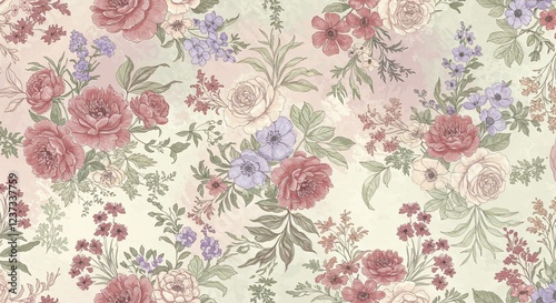 Wallpaper Mural Seamless vintage floral patterns in muted tones for stationery and textile designs Torontodigital.ca