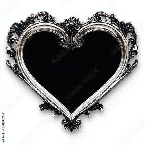 heart shaped silver frame isolated in white