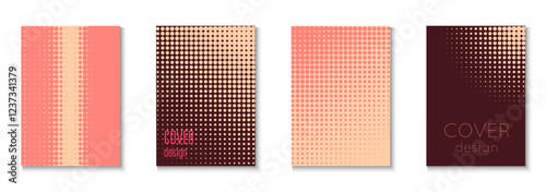 Dot Template Set. Summer Concept With Minimal Art. Futuristic Elements On Flat Page. Line Flyer. Minimalist Wave Cover. Geometric Abstract Pattern. Trendy Dot Template
