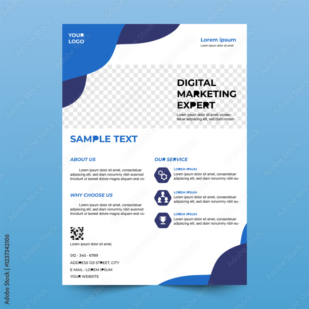 Fototapeta business flyer design, ready to customize. abstract, minimalist business flyer, brochure, template design. A4 size. Easy to use and edit.