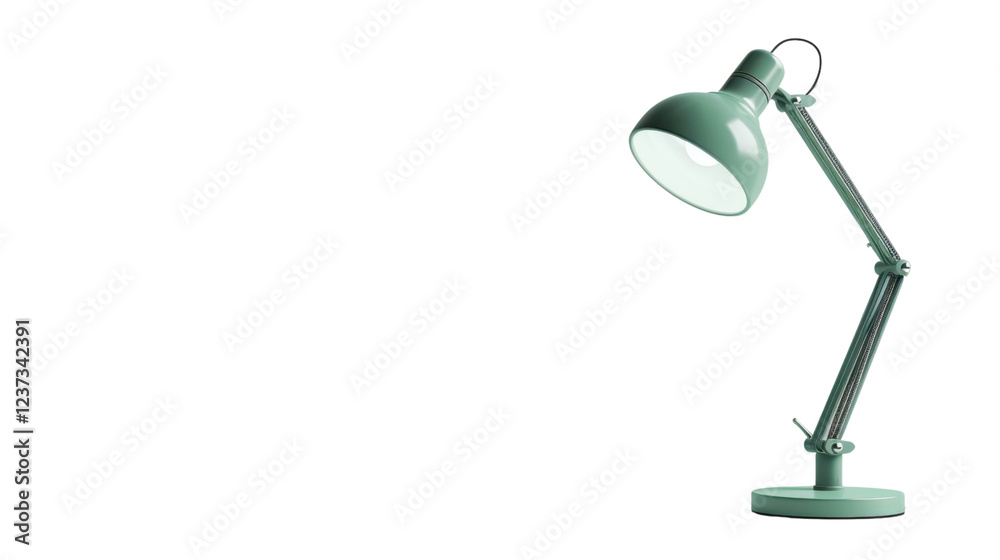Green desk lamp shining on transparent background Green desk lamp shining on transparent background