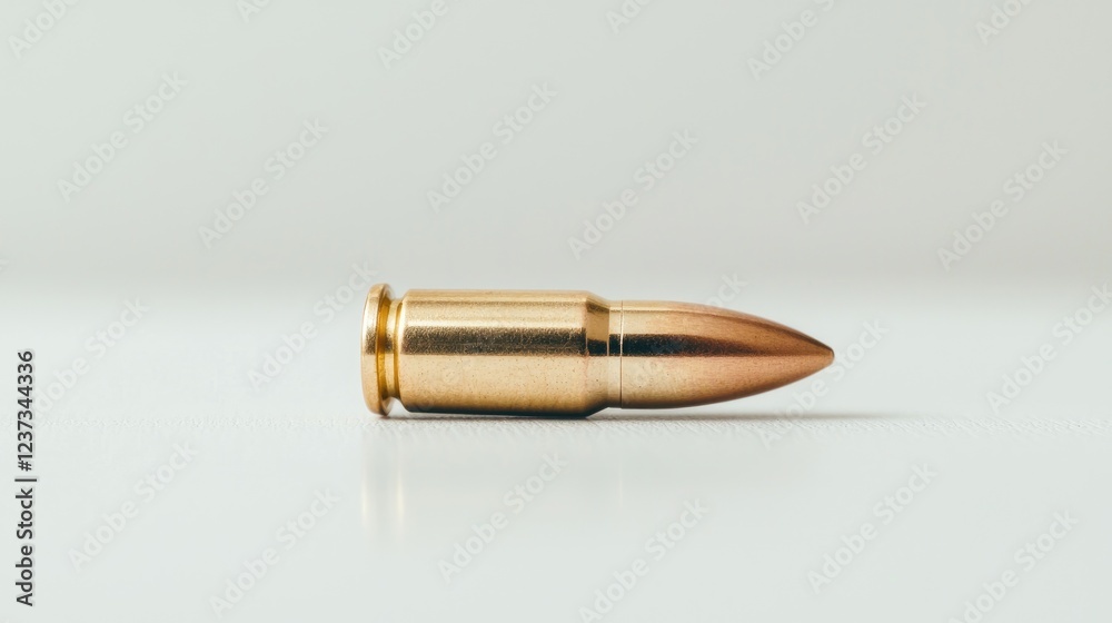 9mm bullet on white background, ammo, firearm 9mm bullet on white background, ammo, firearm