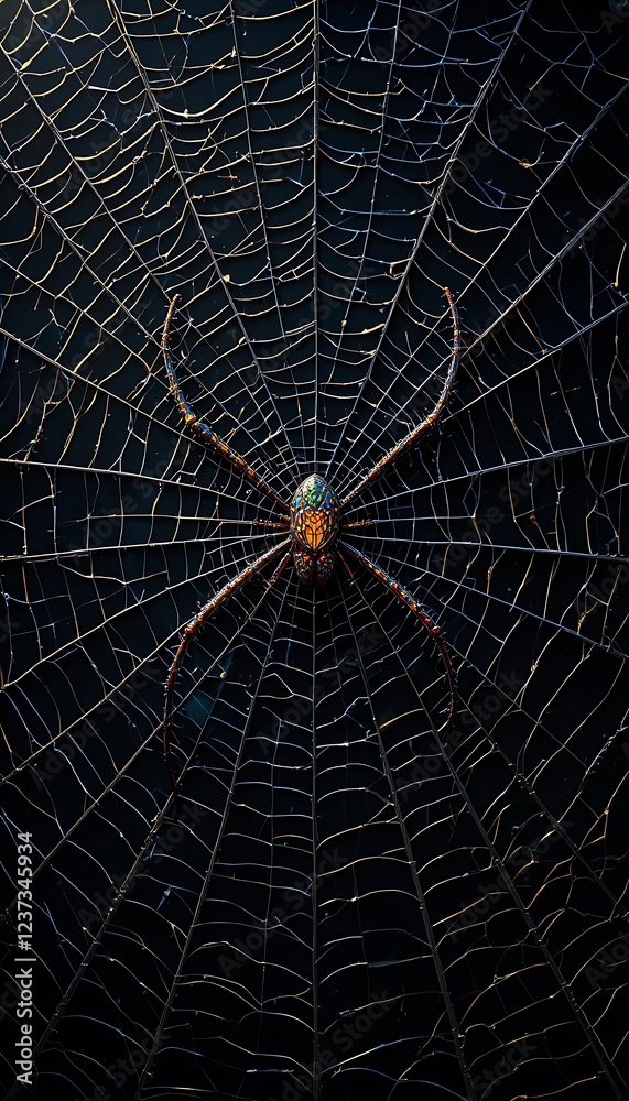 Obraz premium Orb Weaver Spider Centered In Its Web